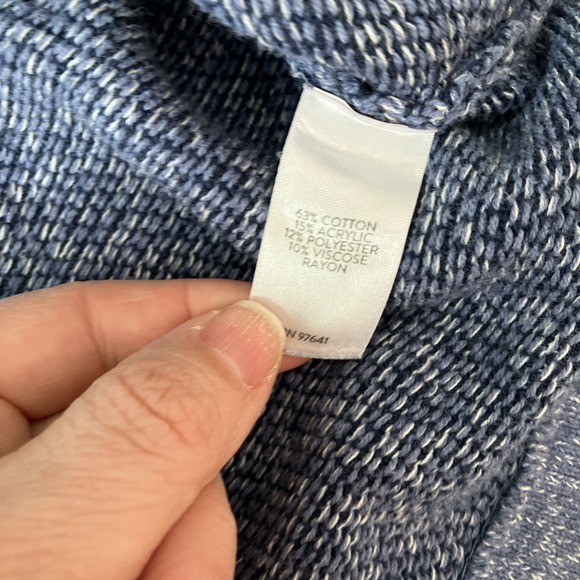 J. Jill Pure Jill Women's Sz XL Petite Textured Blue Knit Cowl Neck Sweatshirt - Picture 4 of 4